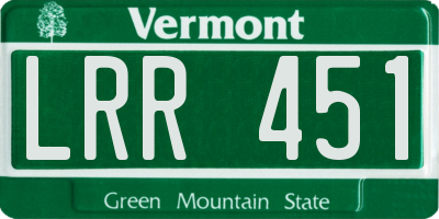 VT license plate LRR451