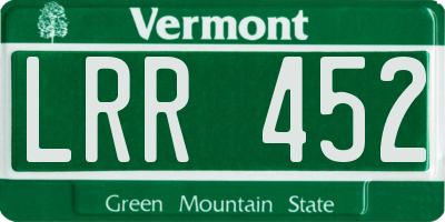 VT license plate LRR452