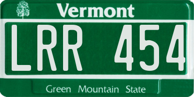 VT license plate LRR454