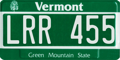 VT license plate LRR455