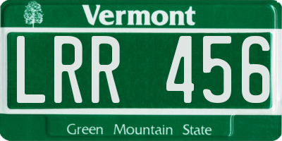 VT license plate LRR456
