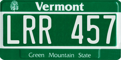 VT license plate LRR457