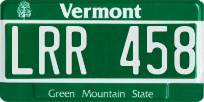 VT license plate LRR458
