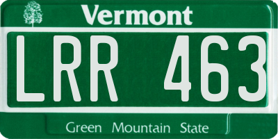 VT license plate LRR463