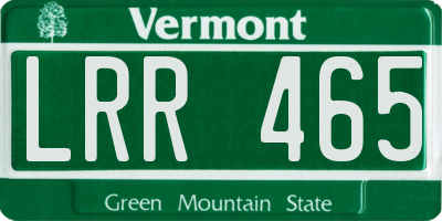 VT license plate LRR465