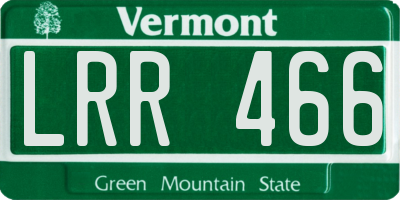 VT license plate LRR466