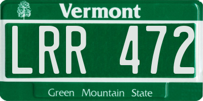VT license plate LRR472
