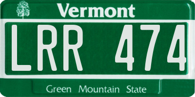 VT license plate LRR474