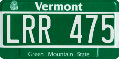 VT license plate LRR475