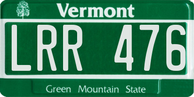 VT license plate LRR476