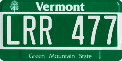 VT license plate LRR477