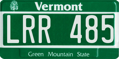 VT license plate LRR485