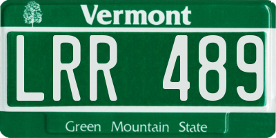 VT license plate LRR489