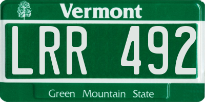 VT license plate LRR492
