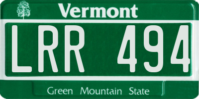 VT license plate LRR494
