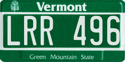 VT license plate LRR496