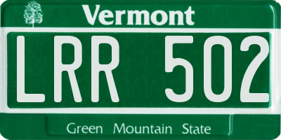 VT license plate LRR502