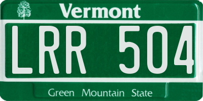 VT license plate LRR504