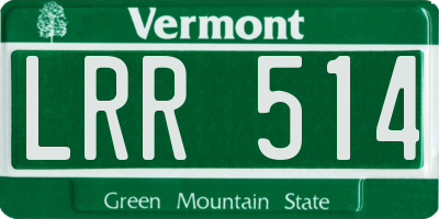 VT license plate LRR514