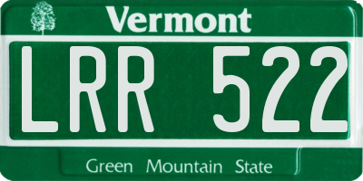 VT license plate LRR522
