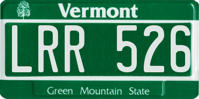 VT license plate LRR526