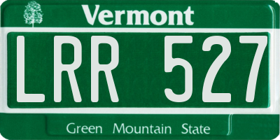 VT license plate LRR527