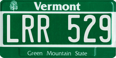 VT license plate LRR529