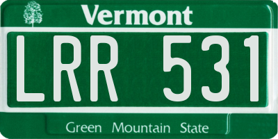 VT license plate LRR531