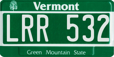 VT license plate LRR532