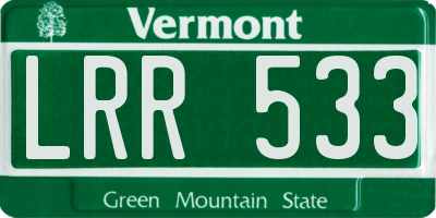 VT license plate LRR533