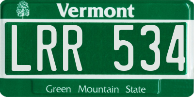 VT license plate LRR534