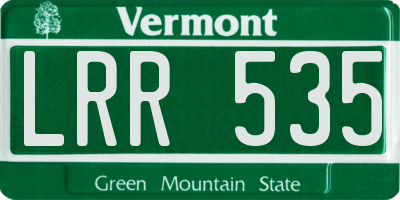 VT license plate LRR535
