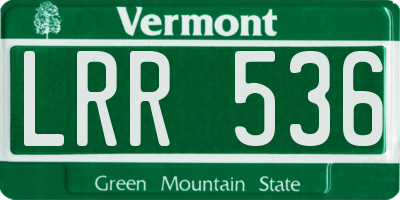 VT license plate LRR536