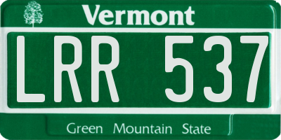 VT license plate LRR537