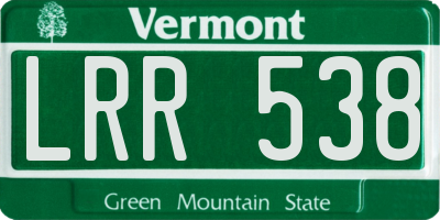 VT license plate LRR538