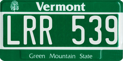 VT license plate LRR539