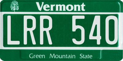 VT license plate LRR540