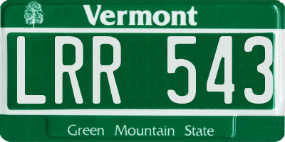 VT license plate LRR543