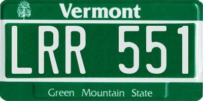 VT license plate LRR551