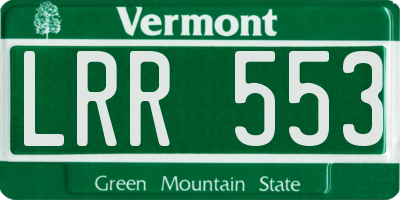 VT license plate LRR553