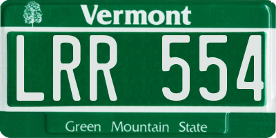 VT license plate LRR554