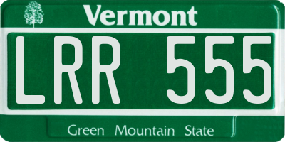 VT license plate LRR555