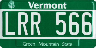 VT license plate LRR566