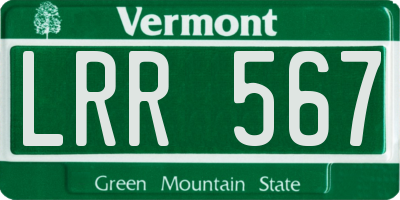 VT license plate LRR567