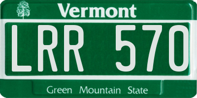 VT license plate LRR570