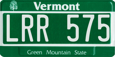 VT license plate LRR575