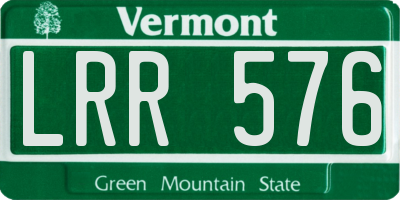 VT license plate LRR576