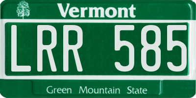 VT license plate LRR585