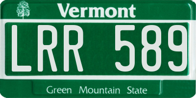 VT license plate LRR589