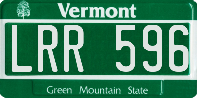 VT license plate LRR596